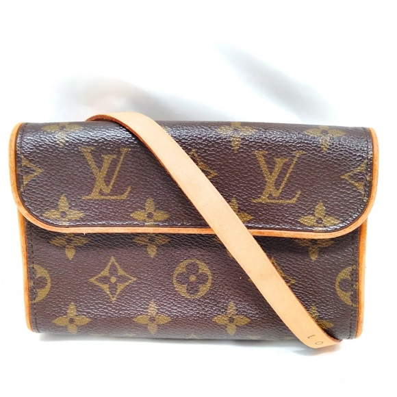 Louis Vuitton Pochette Florentine Waist Bag Brown Monogram Shoulder Belt Purse - Picture 1 of 1